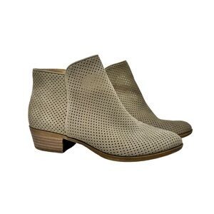 Lucky Brand Breona Tan Suede Laser Cut Booties Size 8